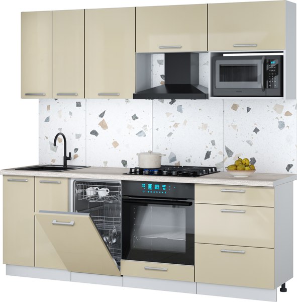 Кухонный гарнитур Интерлиния Мила Gloss 2.25-ПМ4 - фото