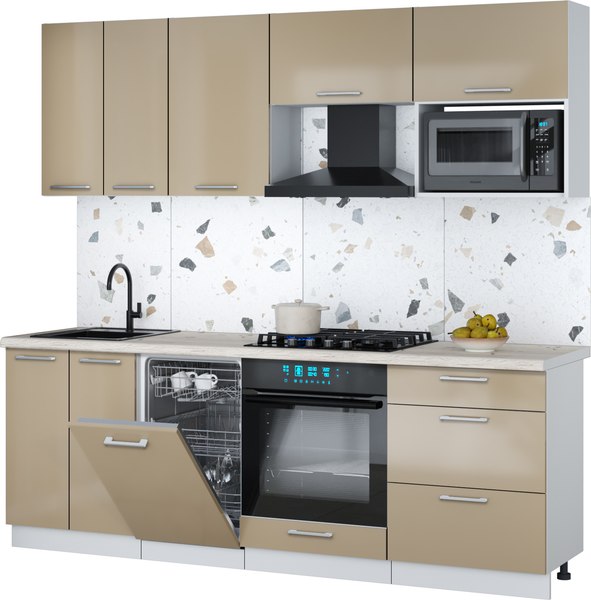 Кухонный гарнитур Интерлиния Мила Gloss 2.25-ПМ4 - фото