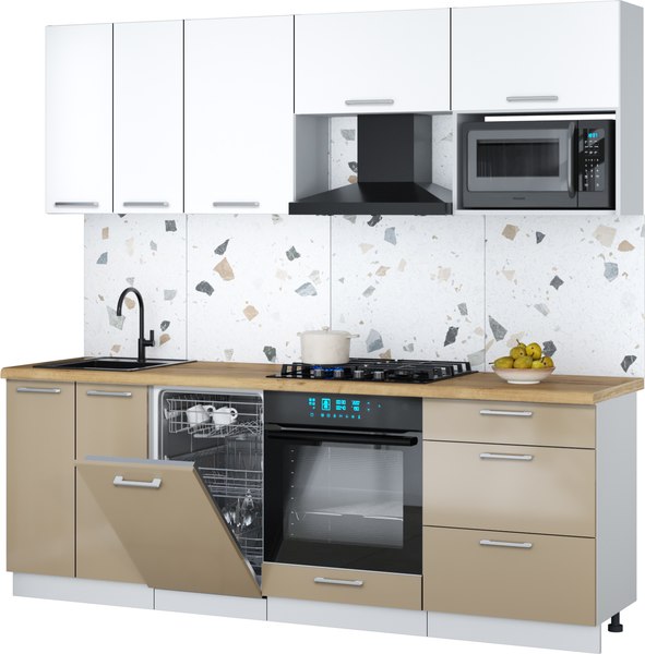 Кухонный гарнитур Интерлиния Мила Gloss 2.25-ПМ4 - фото