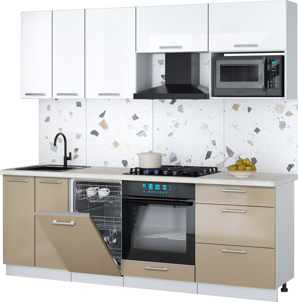 Кухонный гарнитур Интерлиния Мила Gloss 2.25-ПМ4 - фото