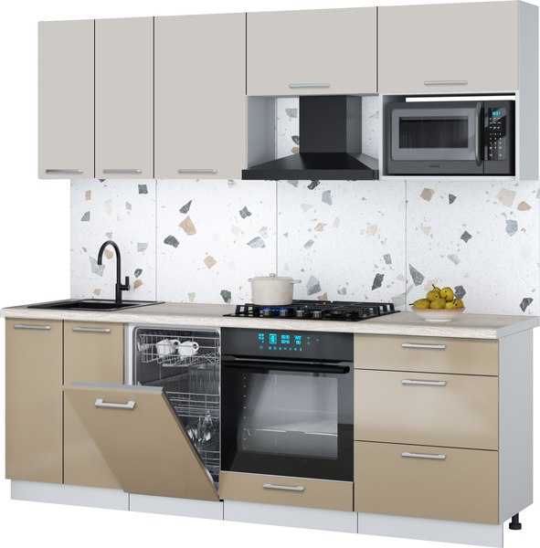 Кухонный гарнитур Интерлиния Мила Gloss 2.25-ПМ4 - фото
