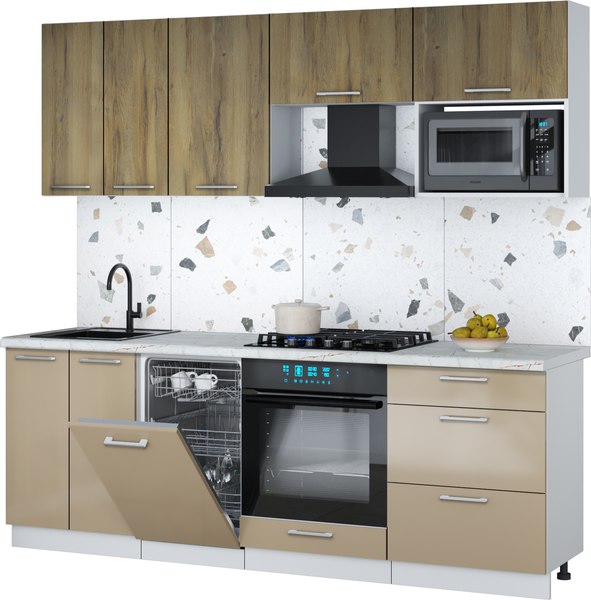 Кухонный гарнитур Интерлиния Мила Gloss 2.25-ПМ4 - фото