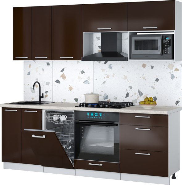 Кухонный гарнитур Интерлиния Мила Gloss 2.25-ПМ4 - фото