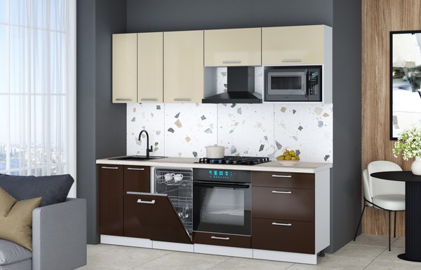 Кухонный гарнитур Интерлиния Мила Gloss 2.25-ПМ4