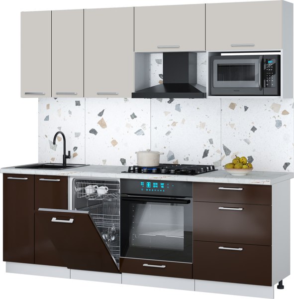 Кухонный гарнитур Интерлиния Мила Gloss 2.25-ПМ4 - фото
