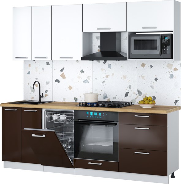 Кухонный гарнитур Интерлиния Мила Gloss 2.25-ПМ4 - фото