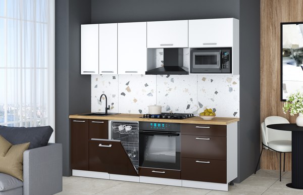 Кухонный гарнитур Интерлиния Мила Gloss 2.25-ПМ4