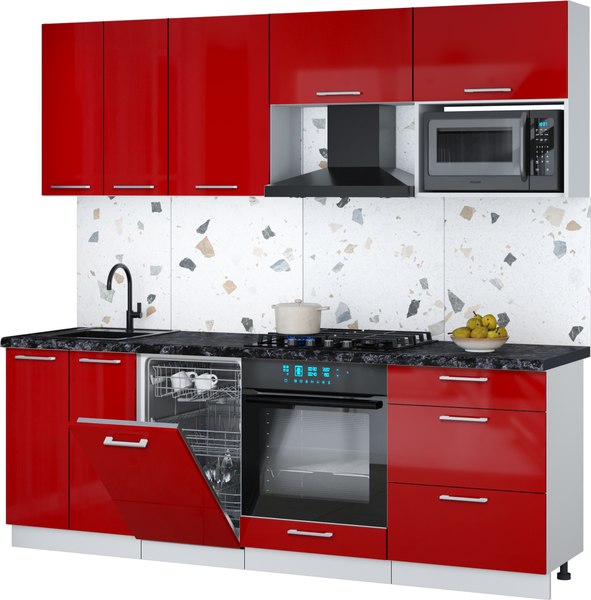 Кухонный гарнитур Интерлиния Мила Gloss 2.25-ПМ4 - фото