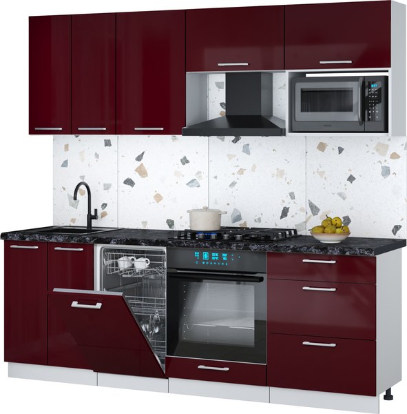 Кухонный гарнитур Интерлиния Мила Gloss 2.25-ПМ4 - фото