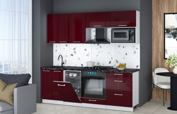 Кухонный гарнитур Интерлиния Мила Gloss 2.25-ПМ4