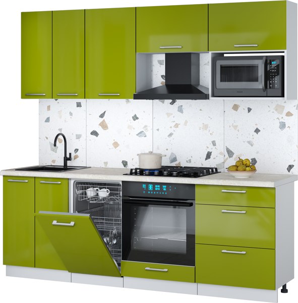 Кухонный гарнитур Интерлиния Мила Gloss 2.25-ПМ4 - фото