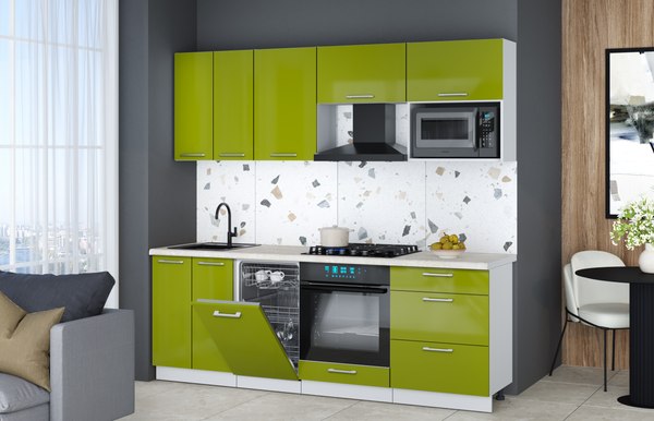 Кухонный гарнитур Интерлиния Мила Gloss 2.25-ПМ4