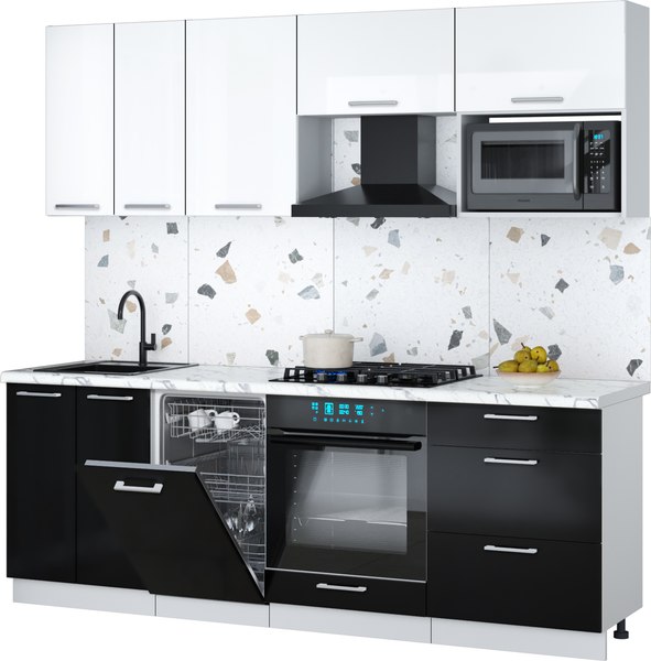 Кухонный гарнитур Интерлиния Мила Gloss 2.25-ПМ4 - фото