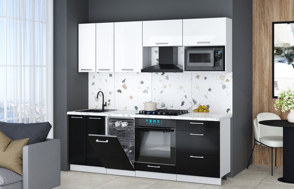 Кухонный гарнитур Интерлиния Мила Gloss 2.25-ПМ4