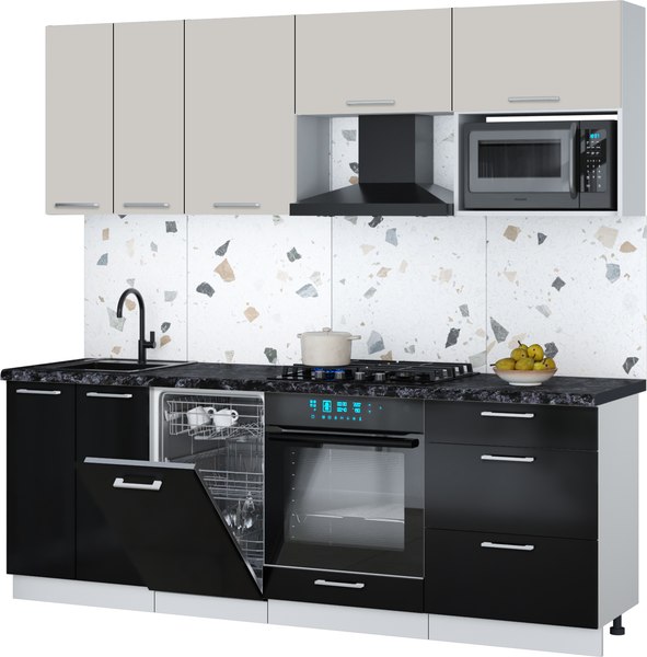Кухонный гарнитур Интерлиния Мила Gloss 2.25-ПМ4 - фото