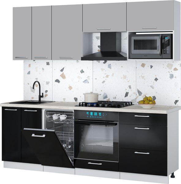 Кухонный гарнитур Интерлиния Мила Gloss 2.25-ПМ4 - фото