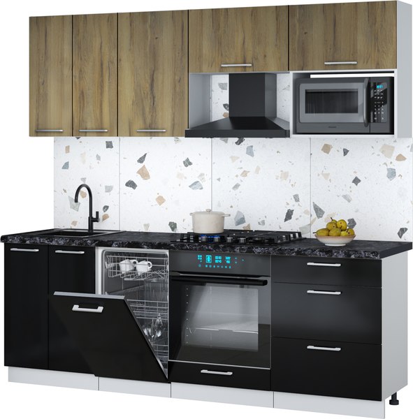 Кухонный гарнитур Интерлиния Мила Gloss 2.25-ПМ4 - фото