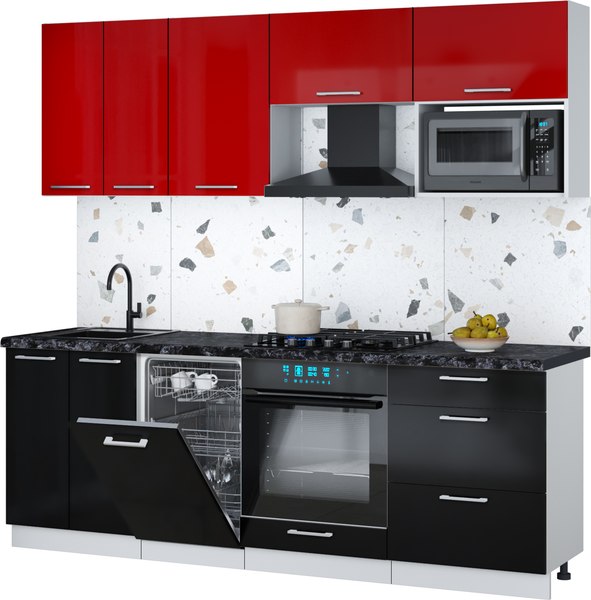 Кухонный гарнитур Интерлиния Мила Gloss 2.25-ПМ4 - фото