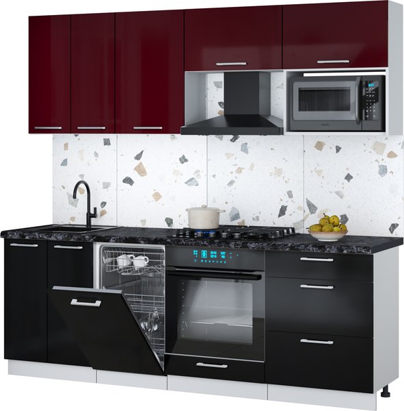 Кухонный гарнитур Интерлиния Мила Gloss 2.25-ПМ4 - фото