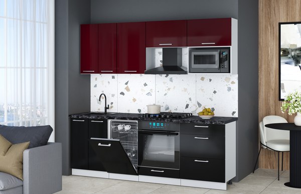 Кухонный гарнитур Интерлиния Мила Gloss 2.25-ПМ4