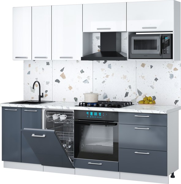 Кухонный гарнитур Интерлиния Мила Gloss 2.25-ПМ4 - фото