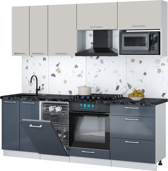 Кухонный гарнитур Интерлиния Мила Gloss 2.25-ПМ4 - фото