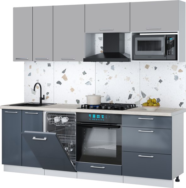 Кухонный гарнитур Интерлиния Мила Gloss 2.25-ПМ4 - фото