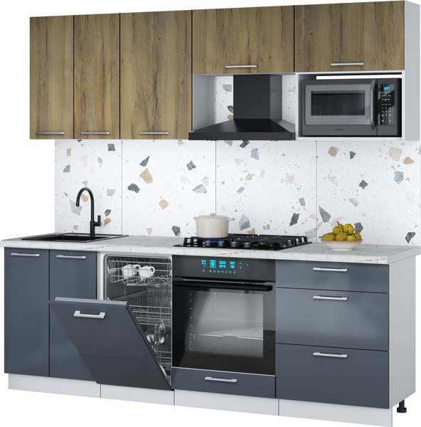 Кухонный гарнитур Интерлиния Мила Gloss 2.25-ПМ4 - фото