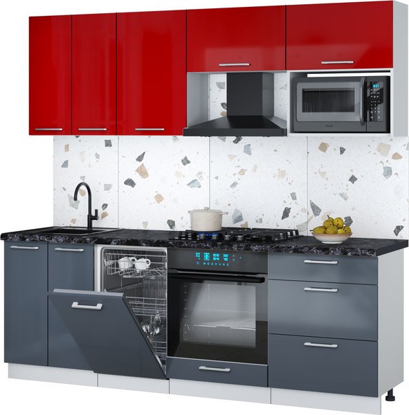 Кухонный гарнитур Интерлиния Мила Gloss 2.25-ПМ4 - фото