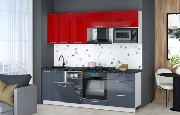 Кухонный гарнитур Интерлиния Мила Gloss 2.25-ПМ4