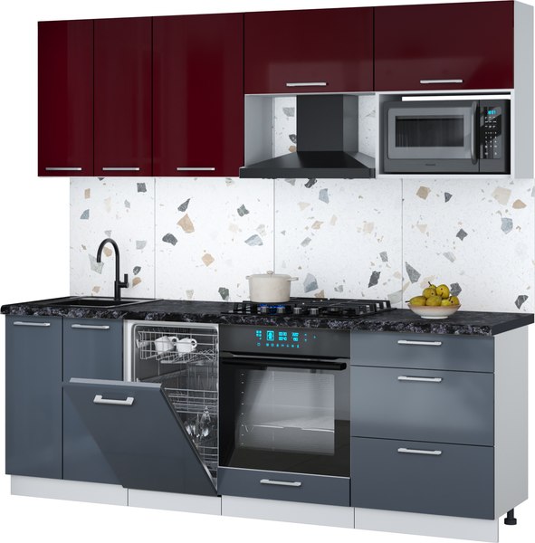 Кухонный гарнитур Интерлиния Мила Gloss 2.25-ПМ4 - фото