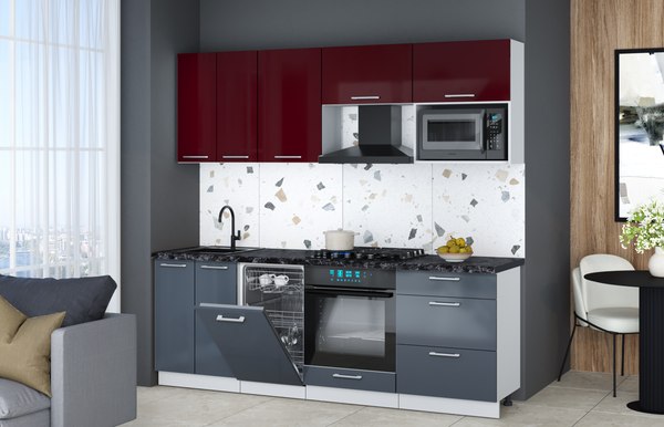 Кухонный гарнитур Интерлиния Мила Gloss 2.25-ПМ4