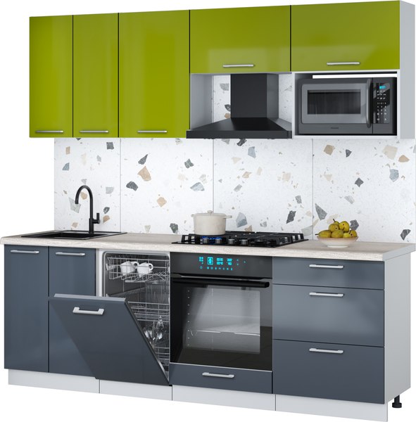 Кухонный гарнитур Интерлиния Мила Gloss 2.25-ПМ4 - фото