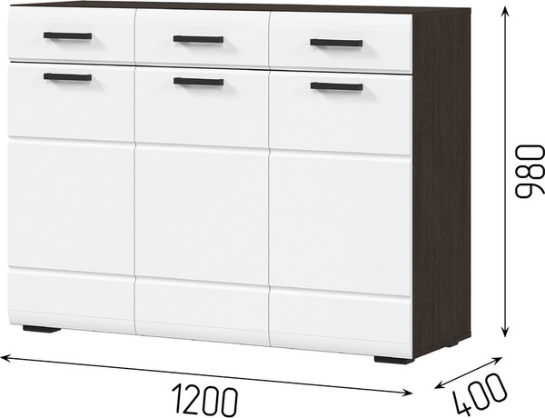 Тумба Стендмебель Либерти КМ 01 1200 (мдф белый глянец/венге)