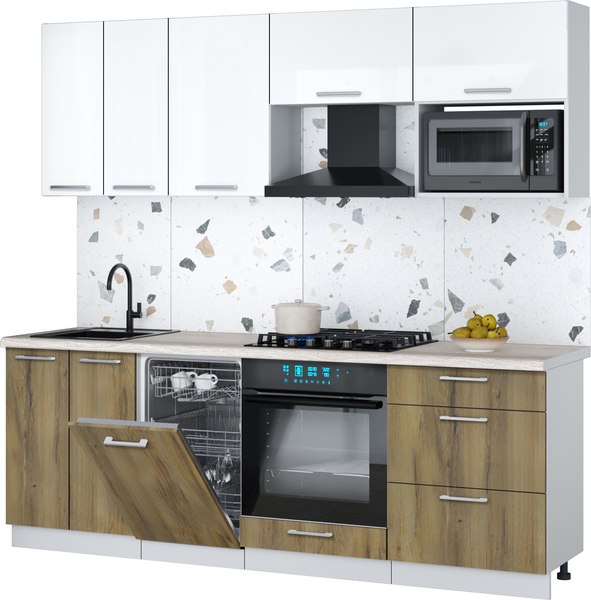 Кухонный гарнитур Интерлиния Мила Gloss 2.25-ПМ4 - фото