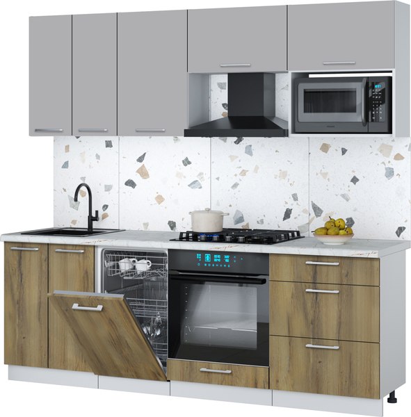 Кухонный гарнитур Интерлиния Мила Gloss 2.25-ПМ4 - фото
