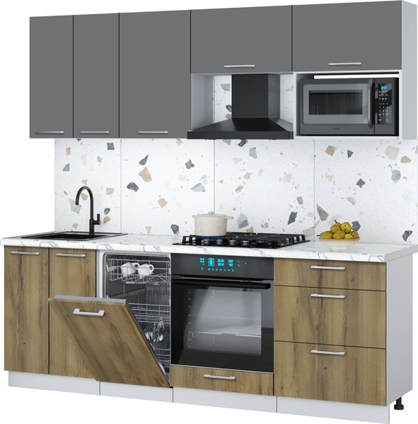 Кухонный гарнитур Интерлиния Мила Gloss 2.25-ПМ4 - фото