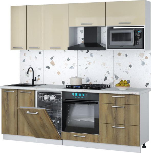Кухонный гарнитур Интерлиния Мила Gloss 2.25-ПМ4 - фото