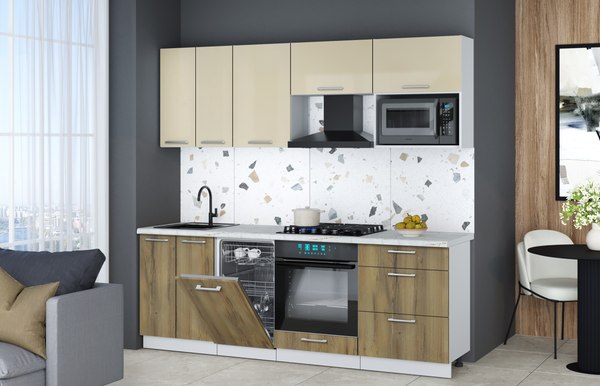 Кухонный гарнитур Интерлиния Мила Gloss 2.25-ПМ4