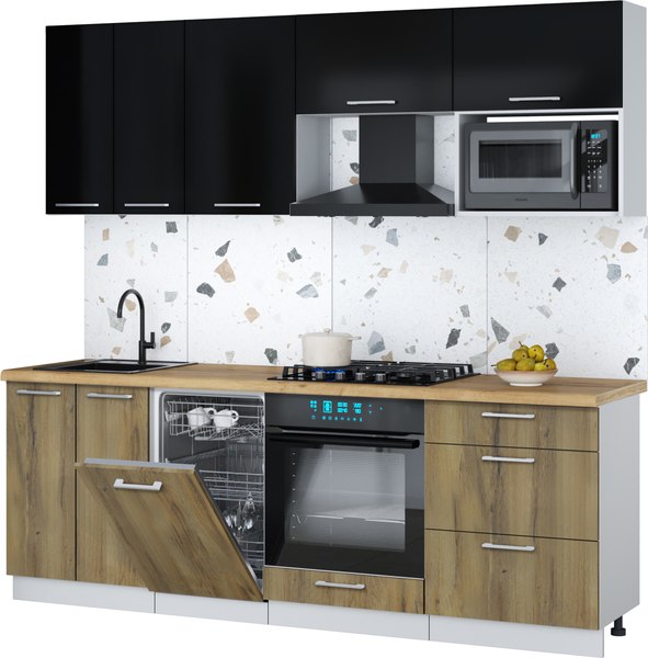 Кухонный гарнитур Интерлиния Мила Gloss 2.25-ПМ4 - фото