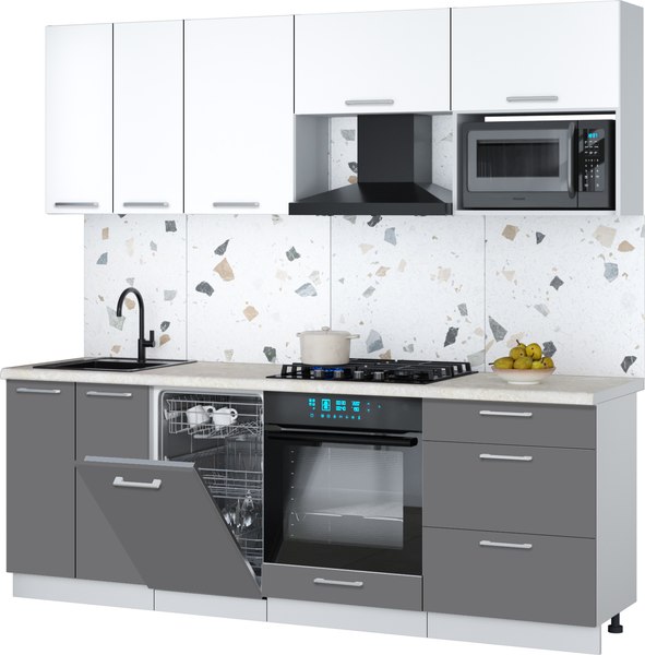 Кухонный гарнитур Интерлиния Мила Gloss 2.25-ПМ4 - фото