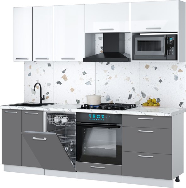 Кухонный гарнитур Интерлиния Мила Gloss 2.25-ПМ4 - фото