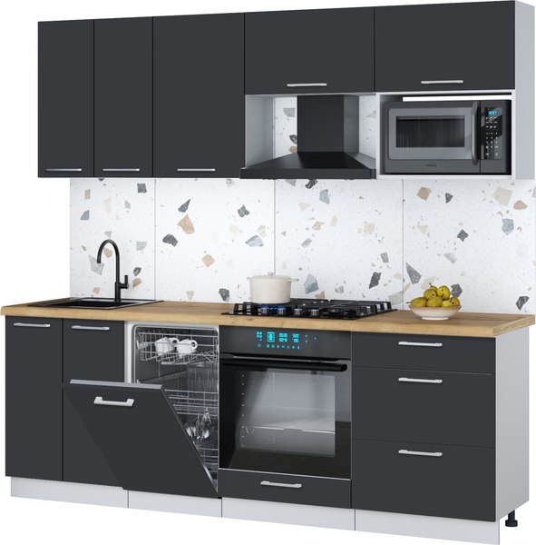 Кухонный гарнитур Интерлиния Мила Gloss 2.25-ПМ4 - фото