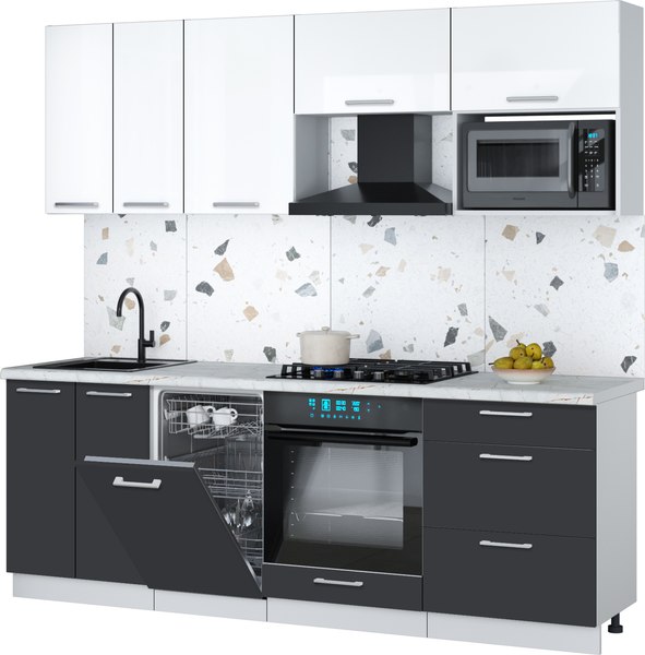 Кухонный гарнитур Интерлиния Мила Gloss 2.25-ПМ4 - фото