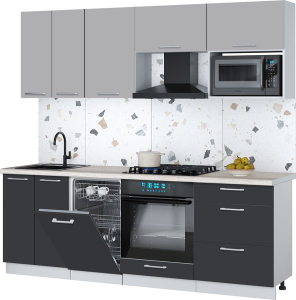 Кухонный гарнитур Интерлиния Мила Gloss 2.25-ПМ4 - фото