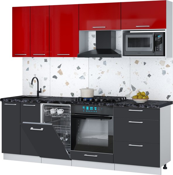 Кухонный гарнитур Интерлиния Мила Gloss 2.25-ПМ4 - фото