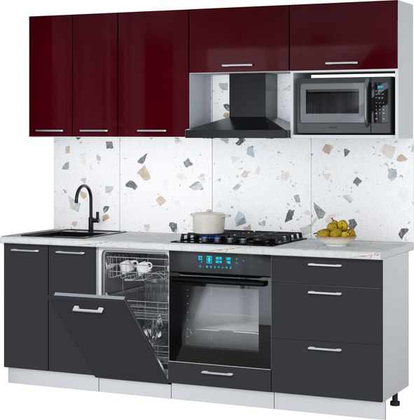 Кухонный гарнитур Интерлиния Мила Gloss 2.25-ПМ4 - фото