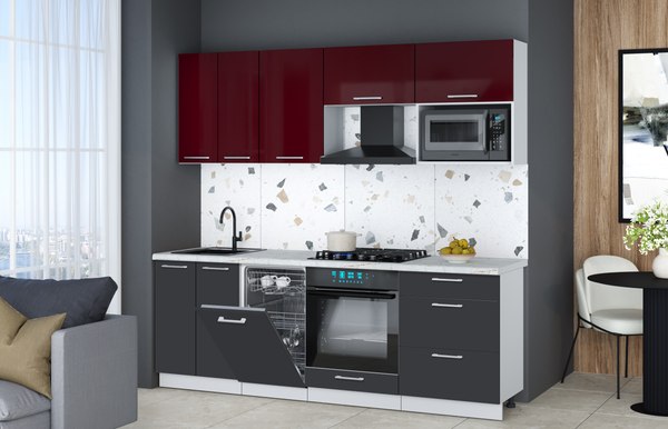 Кухонный гарнитур Интерлиния Мила Gloss 2.25-ПМ4