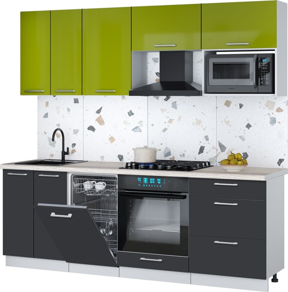 Кухонный гарнитур Интерлиния Мила Gloss 2.25-ПМ4 - фото