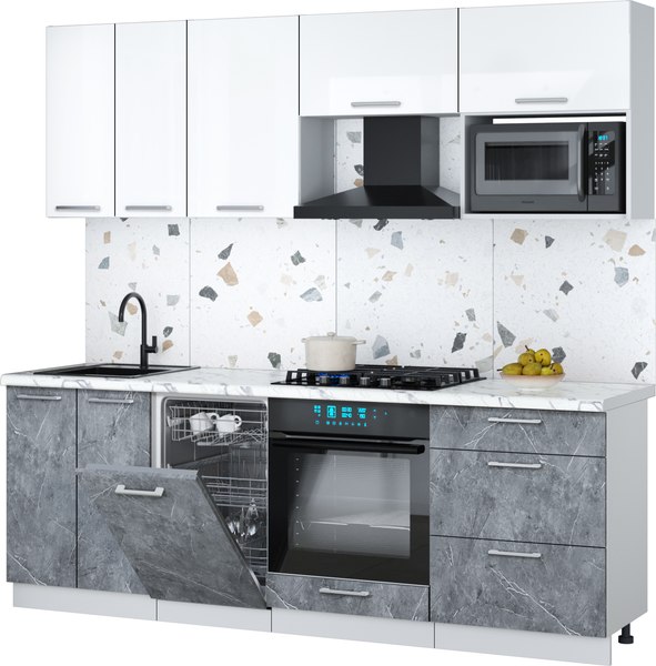 Кухонный гарнитур Интерлиния Мила Gloss 2.25-ПМ4 - фото